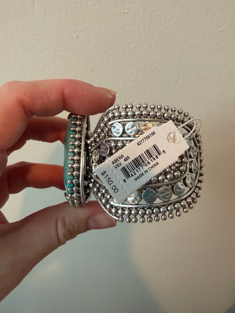 Kendra Scott Abena Turquoise Statement Cuff Bracelet - Silver Tone - Picture 5 of 5